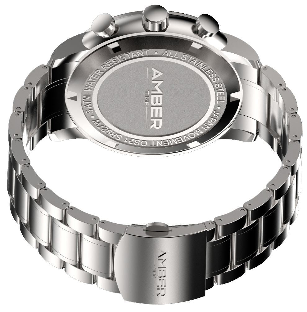 Amber Time™ - Men's Quartz Chronograph Watch with Stainless Steel Band