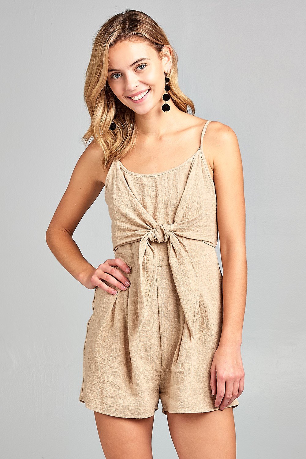 MiraStyle™ - Women’s Front Tie Tank Romper with Open Back