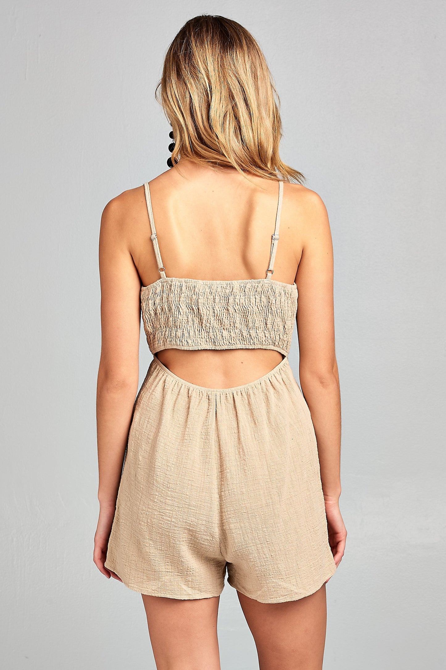 MiraStyle™ - Women’s Front Tie Tank Romper with Open Back