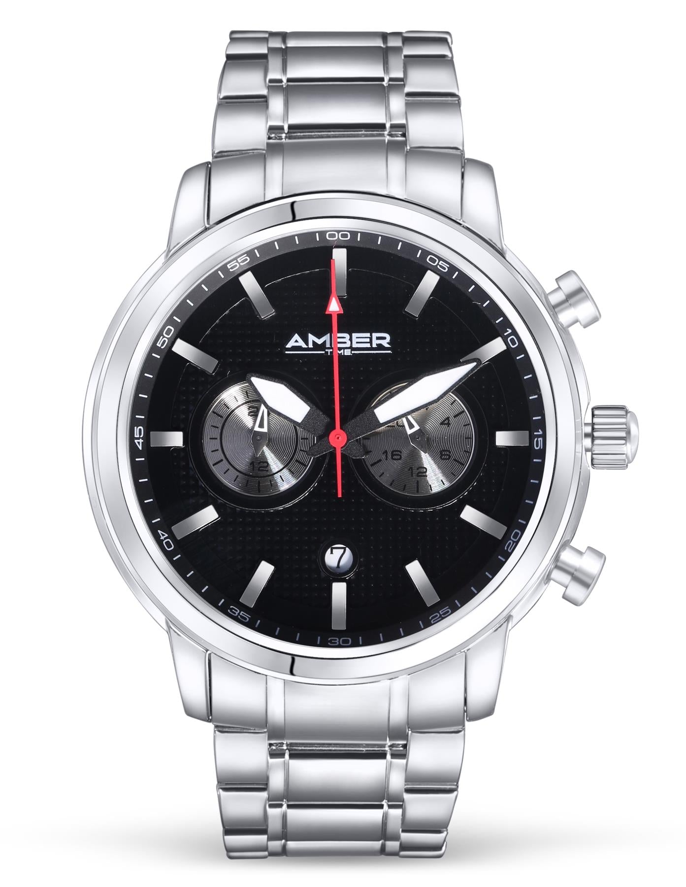 Amber Time™ - Men's Quartz Chronograph Watch with Stainless Steel Band