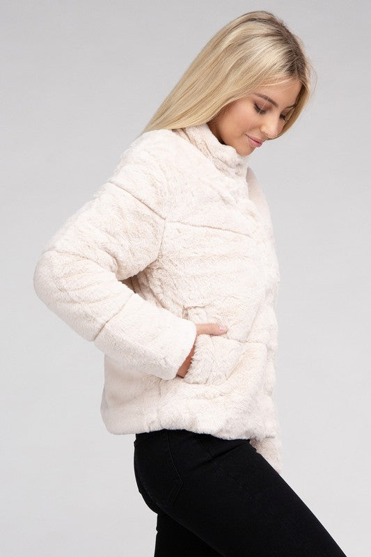 Winter Reverie™ - Women's Fluffy Zip-Up Sweater Jacket