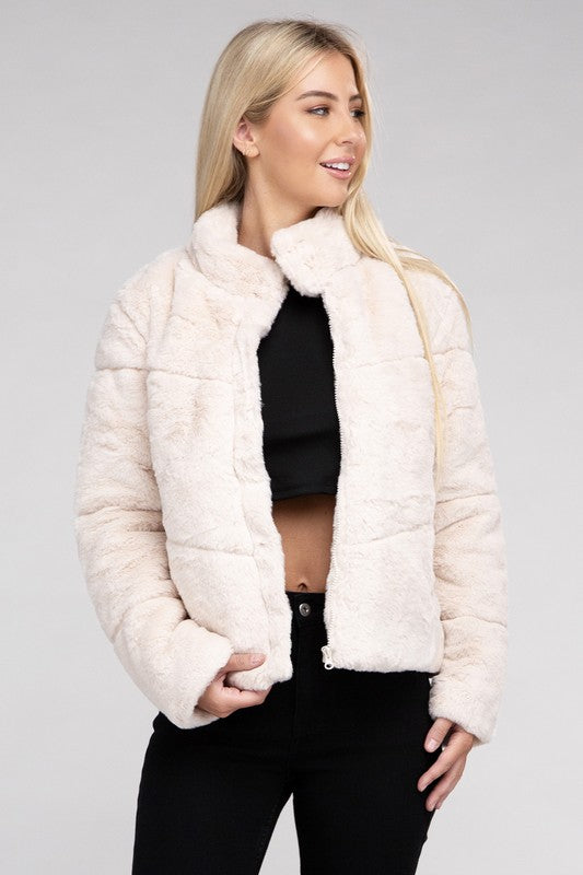 Winter Reverie™ - Women's Fluffy Zip-Up Sweater Jacket