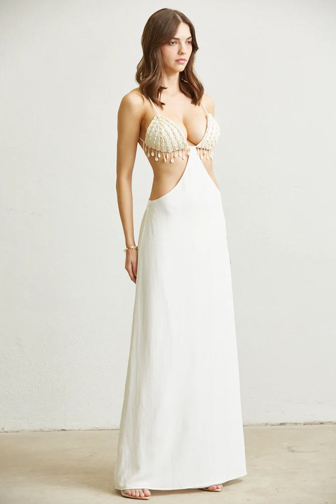 Lumière Luxe™ - Women's Luxury Shell Cascade Maxi Dress