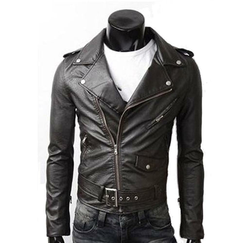 Urban Noir™ - Stealth Black Men's Faux Leather Biker Jacket.