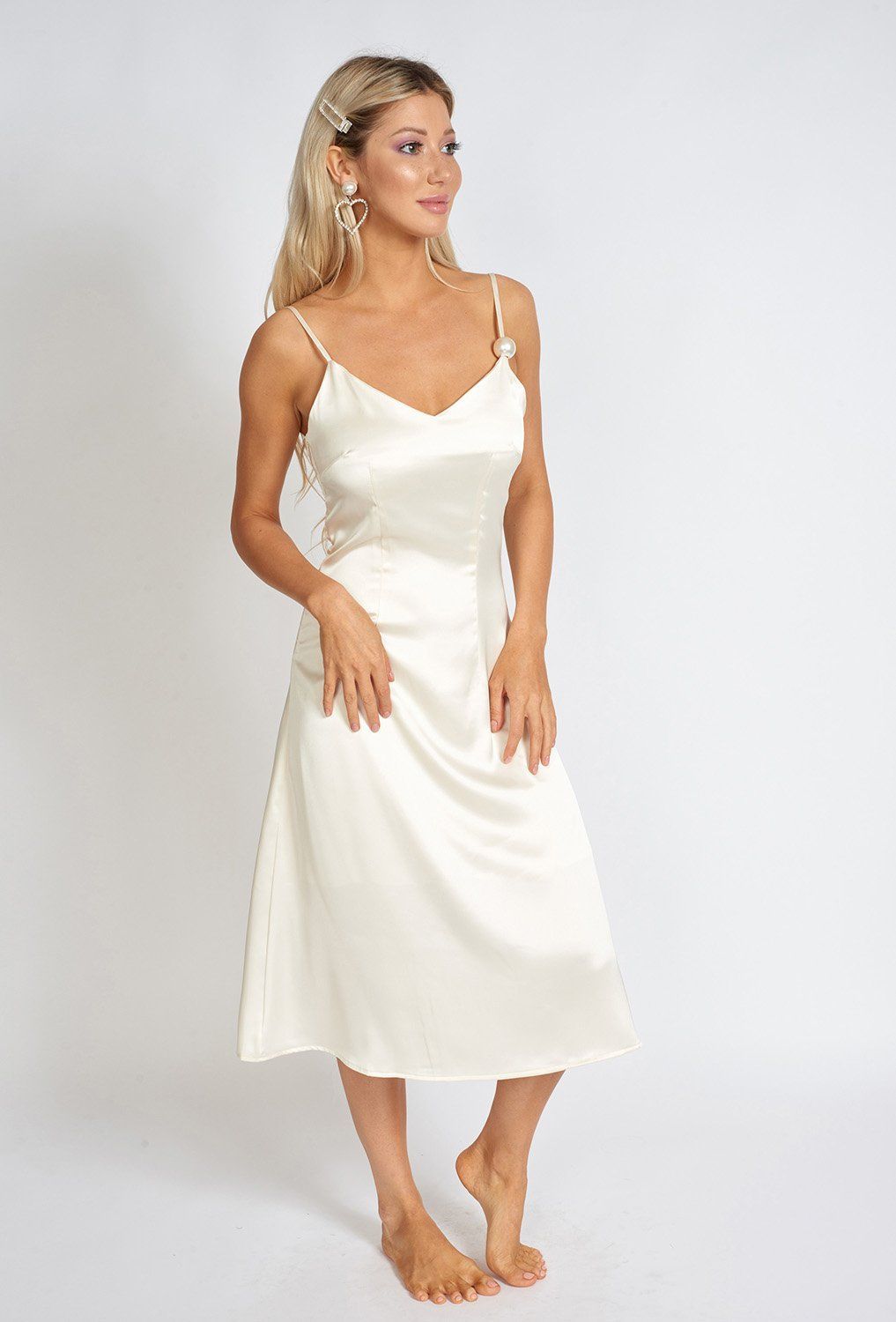 Lumière Luxe™ - Léonie One Pearl Satin Slip Dress