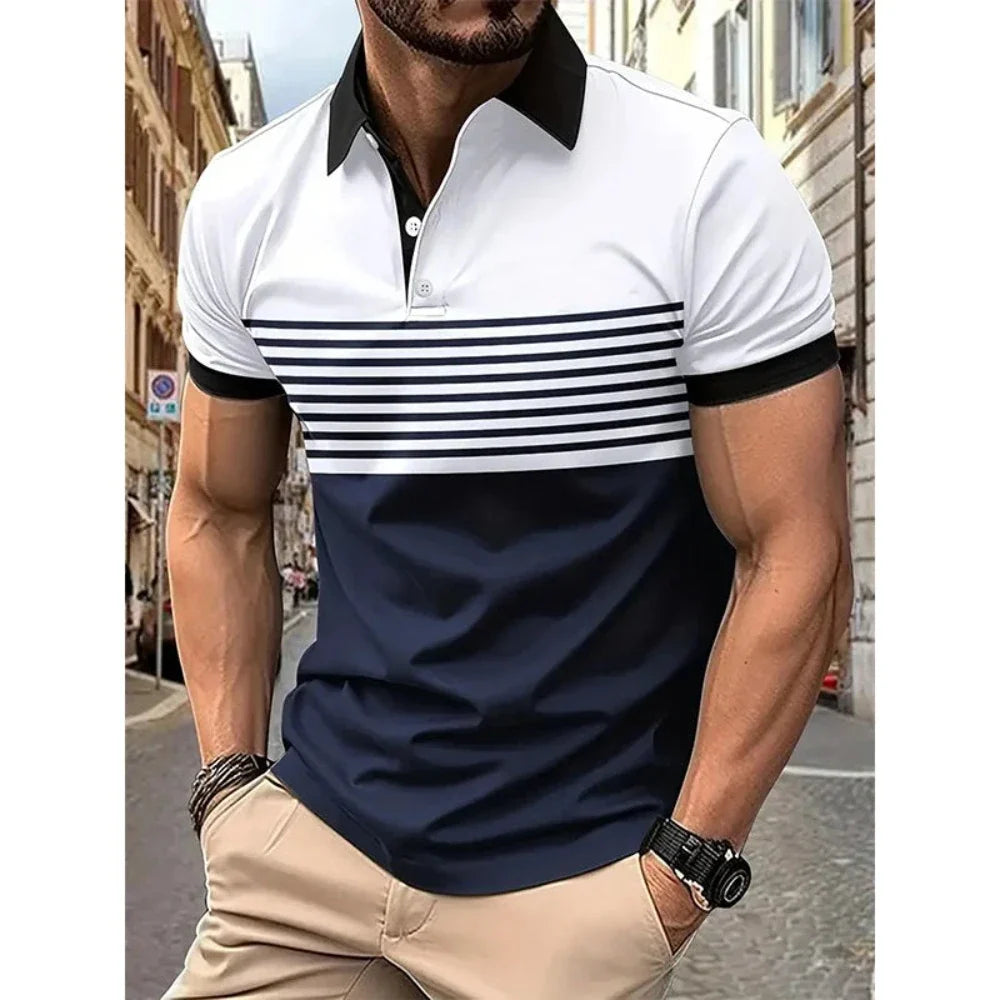 Hawke & Griffin™ - Men’s Casual Stripe Short Sleeve Polo Shirt