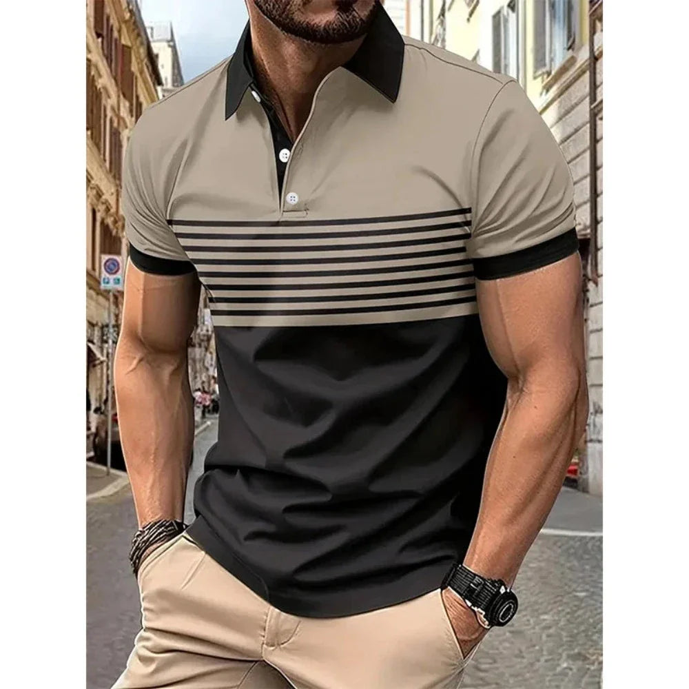 Hawke & Griffin™ - Men’s Casual Stripe Short Sleeve Polo Shirt