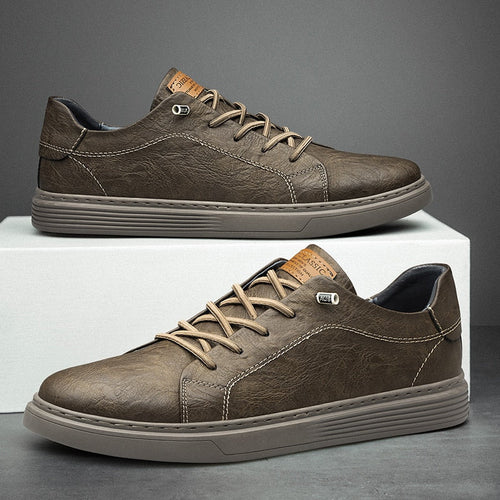 PrestigeWalk™ - Men’s Lace Up Oxford Genuine Leather Sneakers