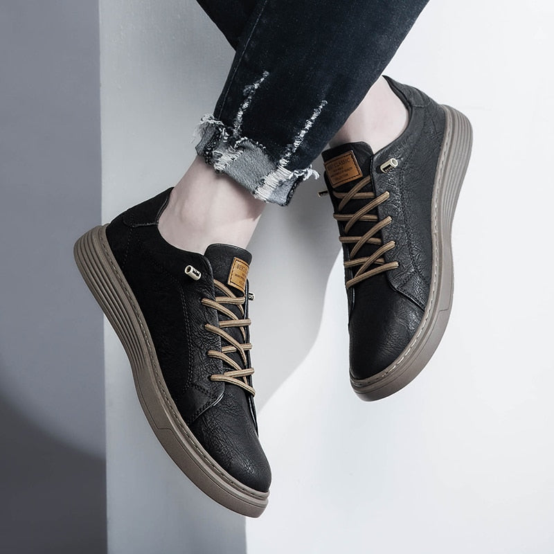 PrestigeWalk™ - Men’s Lace Up Oxford Genuine Leather Sneakers