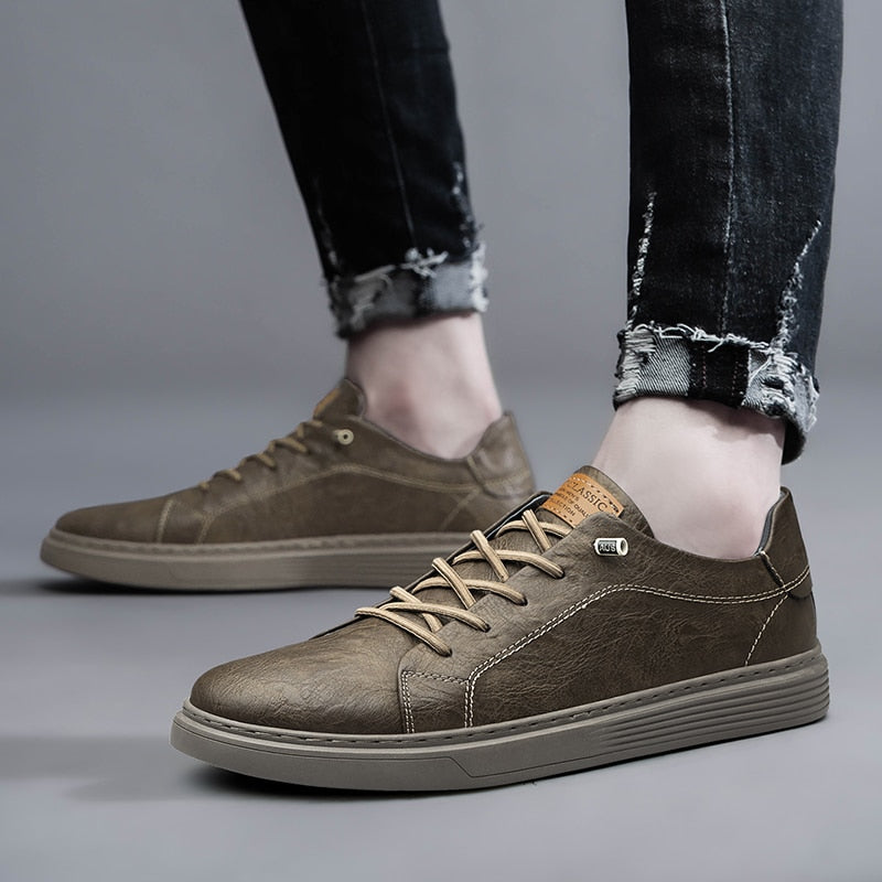 PrestigeWalk™ - Men’s Lace Up Oxford Genuine Leather Sneakers