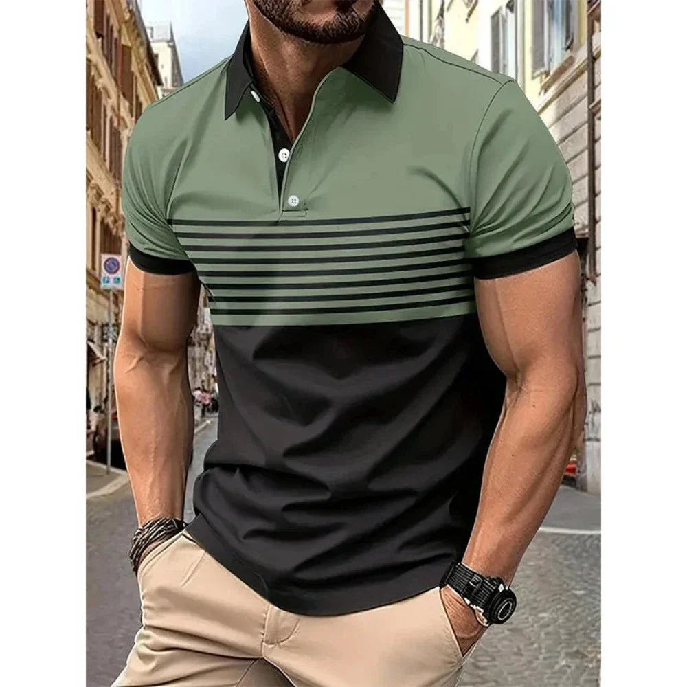 Hawke & Griffin™ - Men’s Casual Stripe Short Sleeve Polo Shirt