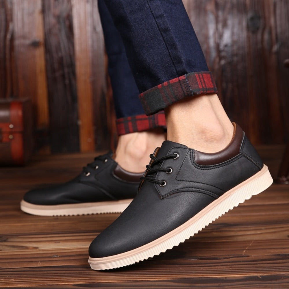 PrestigeWalk™ - Men’s Lace Up Oxford Genuine Leather Sneakers