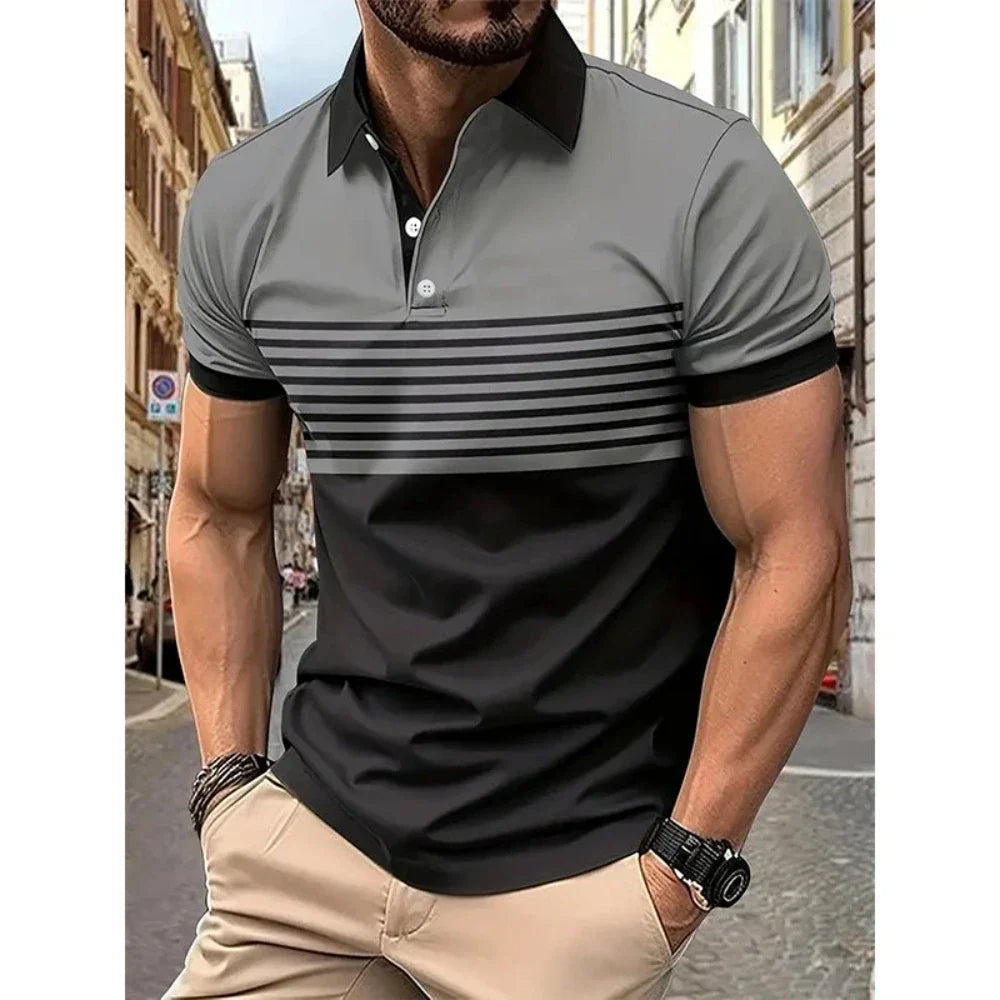 Hawke & Griffin™ - Men’s Casual Stripe Short Sleeve Polo Shirt