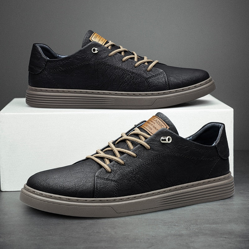 PrestigeWalk™ - Men’s Lace Up Oxford Genuine Leather Sneakers