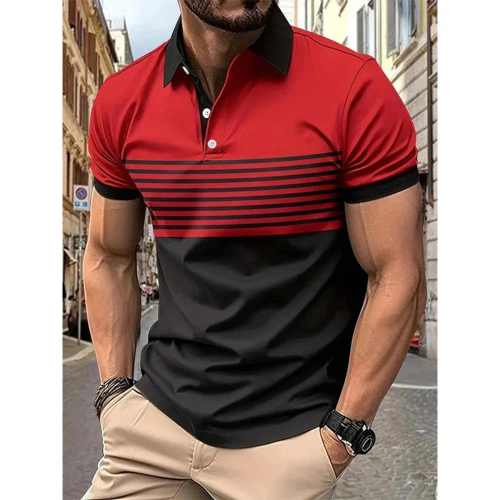 Hawke & Griffin™ - Men’s Casual Stripe Short Sleeve Polo Shirt