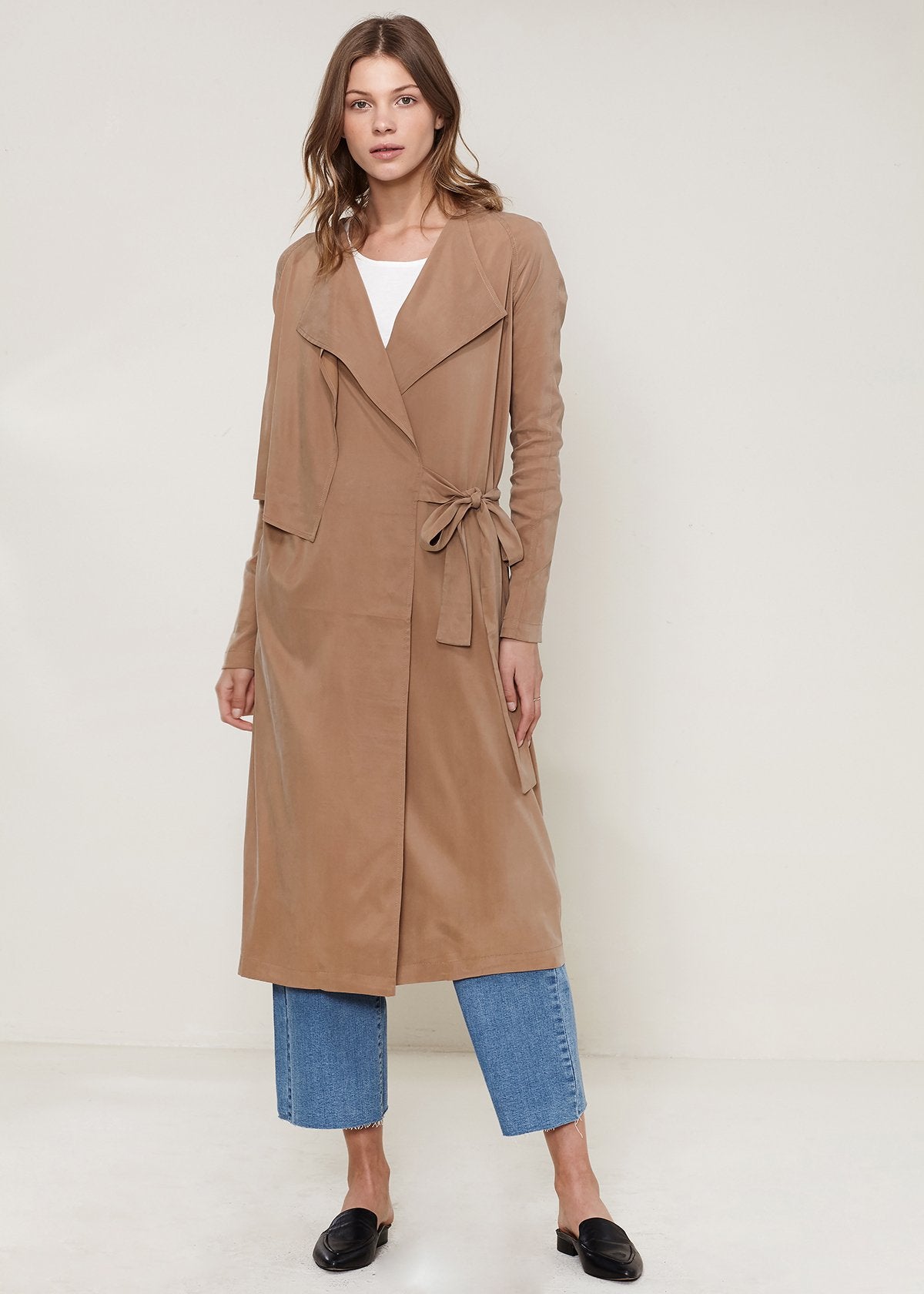 Carlyn Coats™ - Women's Wrap Sand Brown Trench Coat