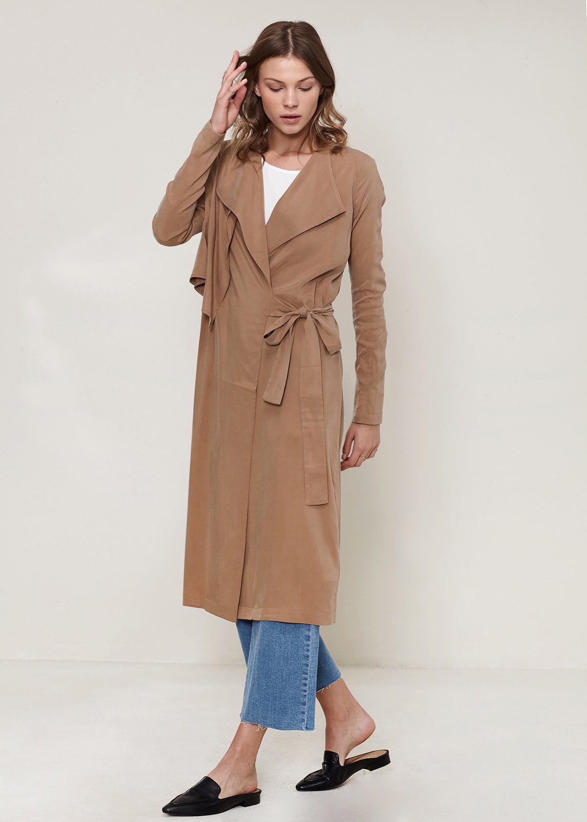 Carlyn Coats™ - Women's Wrap Sand Brown Trench Coat