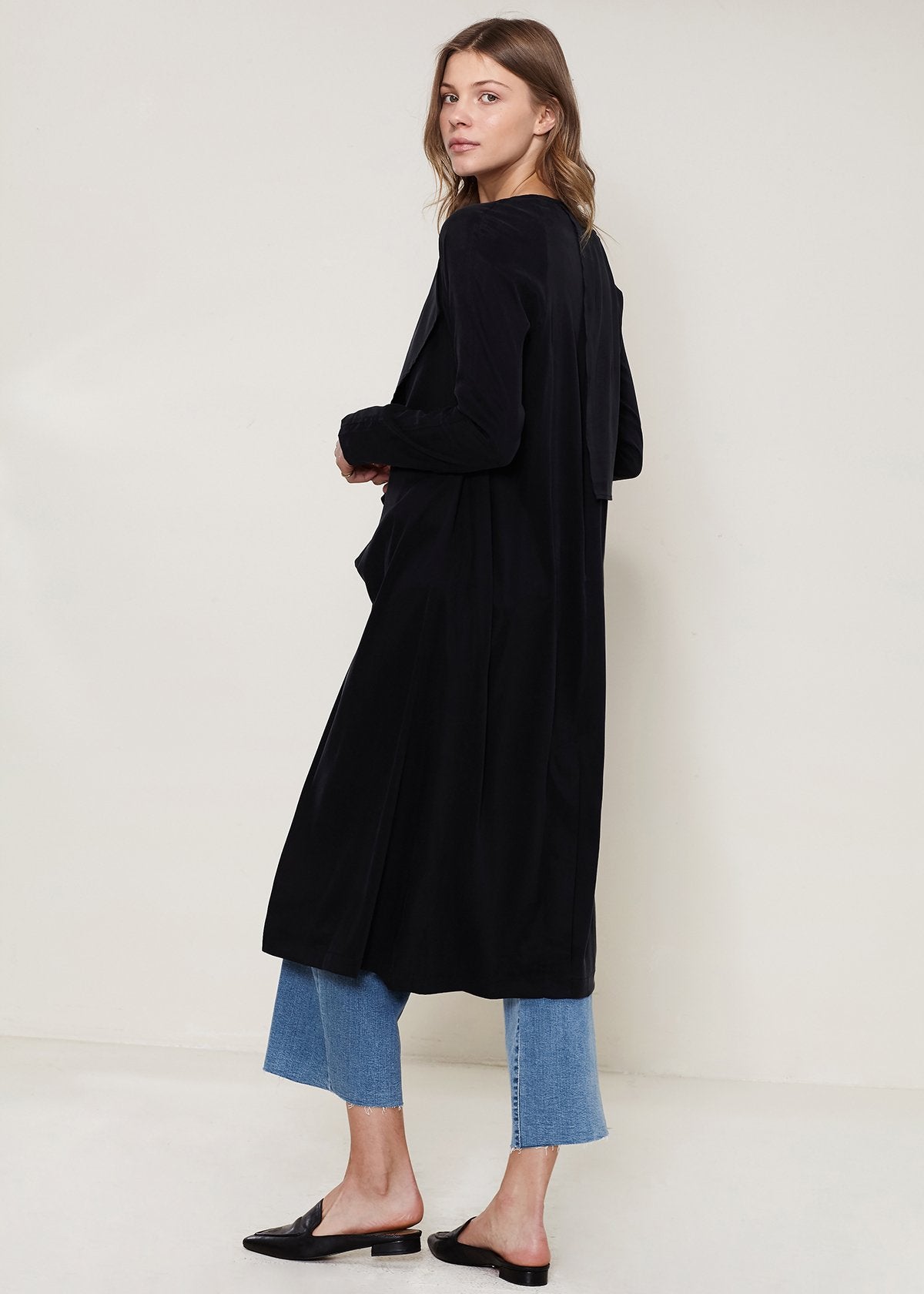 Carlyn Coats™ - Women's Wrap Black Trench Coat