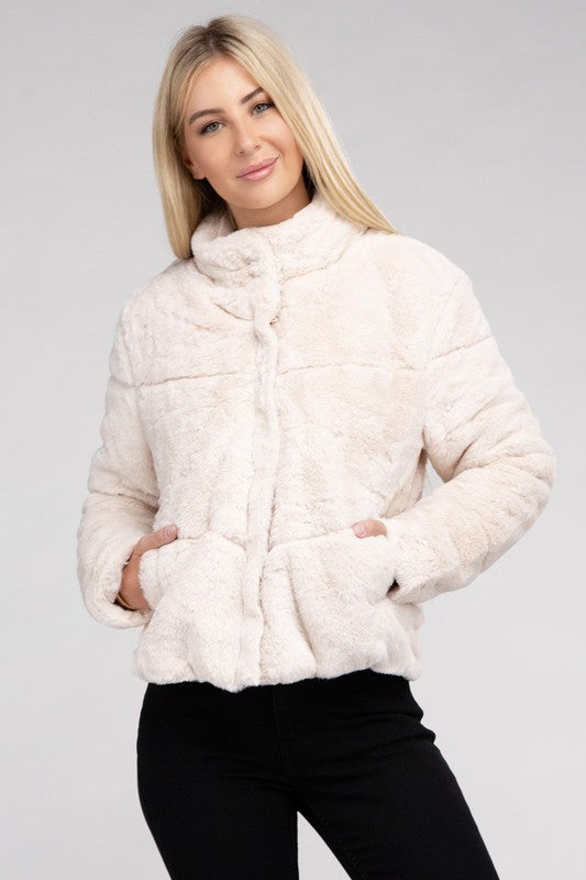 Winter Reverie™ - Women's Fluffy Zip-Up Sweater Jacket