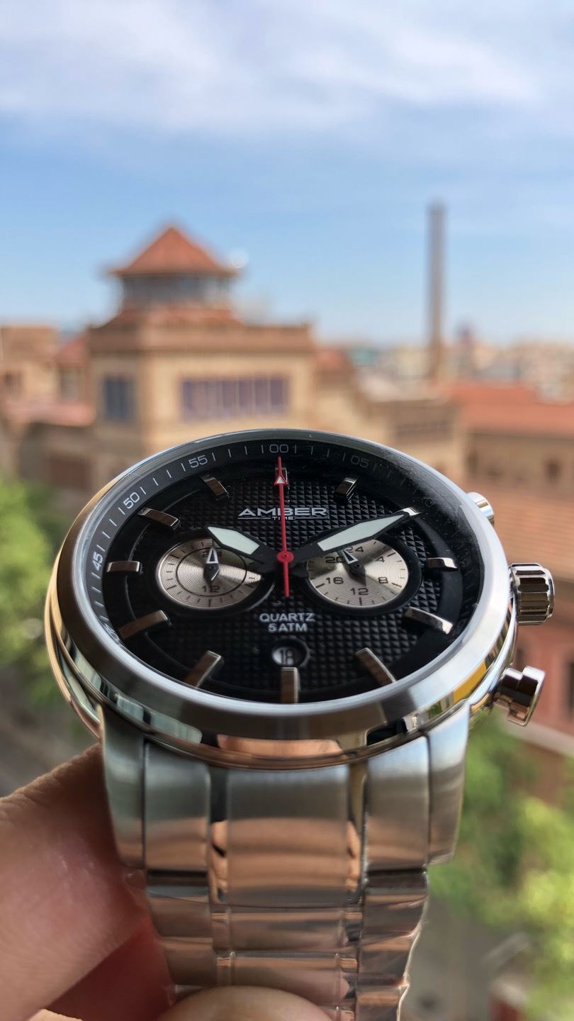 Amber Time™ - Men's Quartz Chronograph Watch with Stainless Steel Band