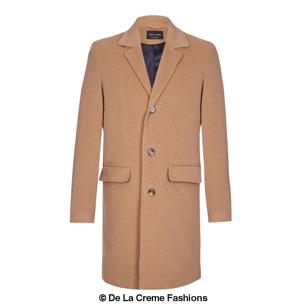 De La Creme™ - Men’s Wool Mix Single Breasted Overcoat