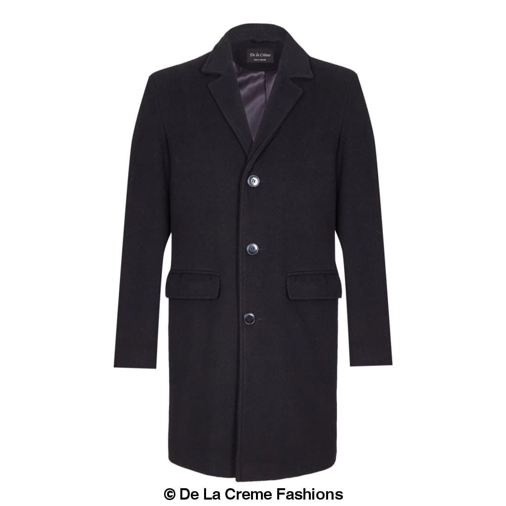 De La Creme™ - Men’s Wool Mix Single Breasted Overcoat