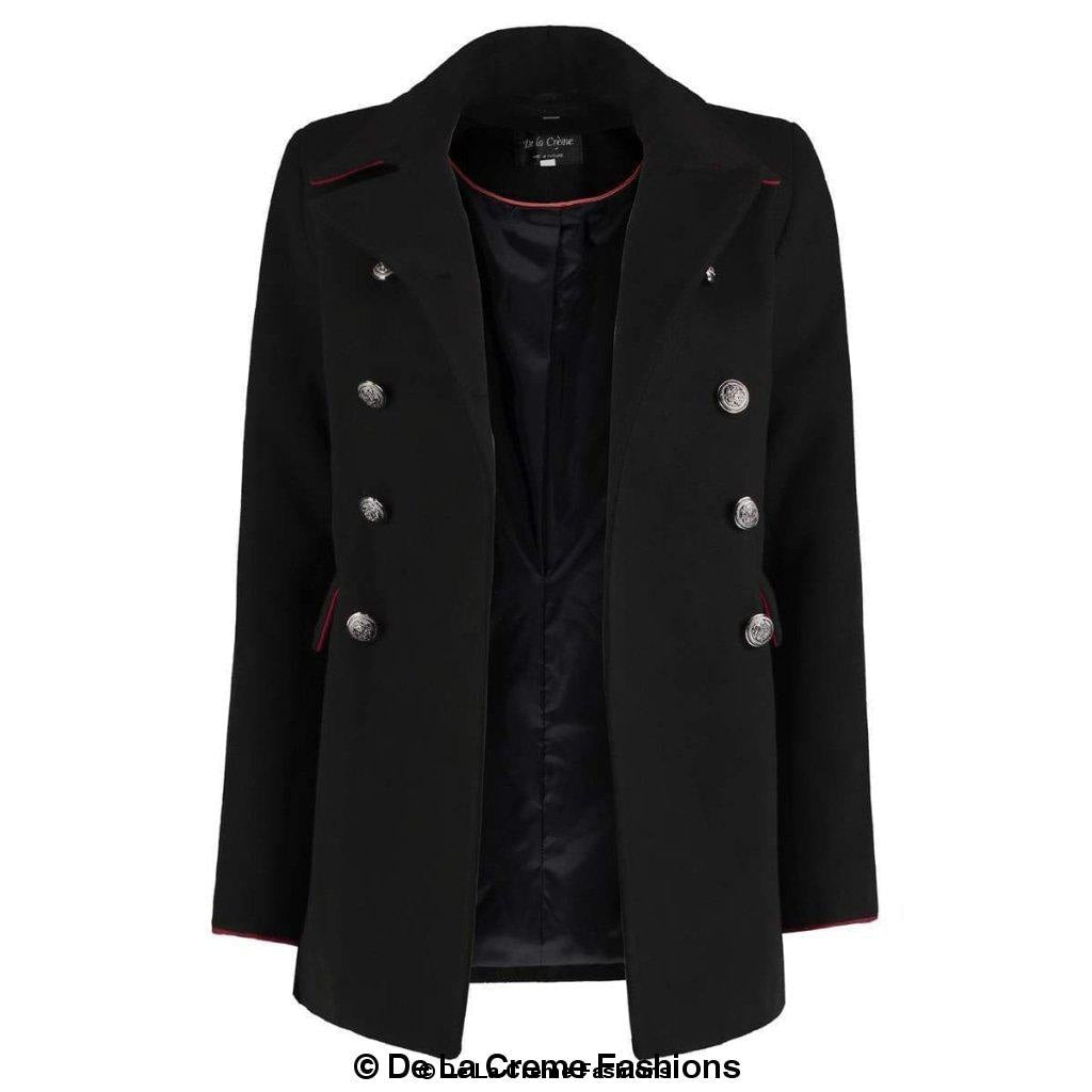 De La Creme™ - Women's Military Style Black Pea Coat