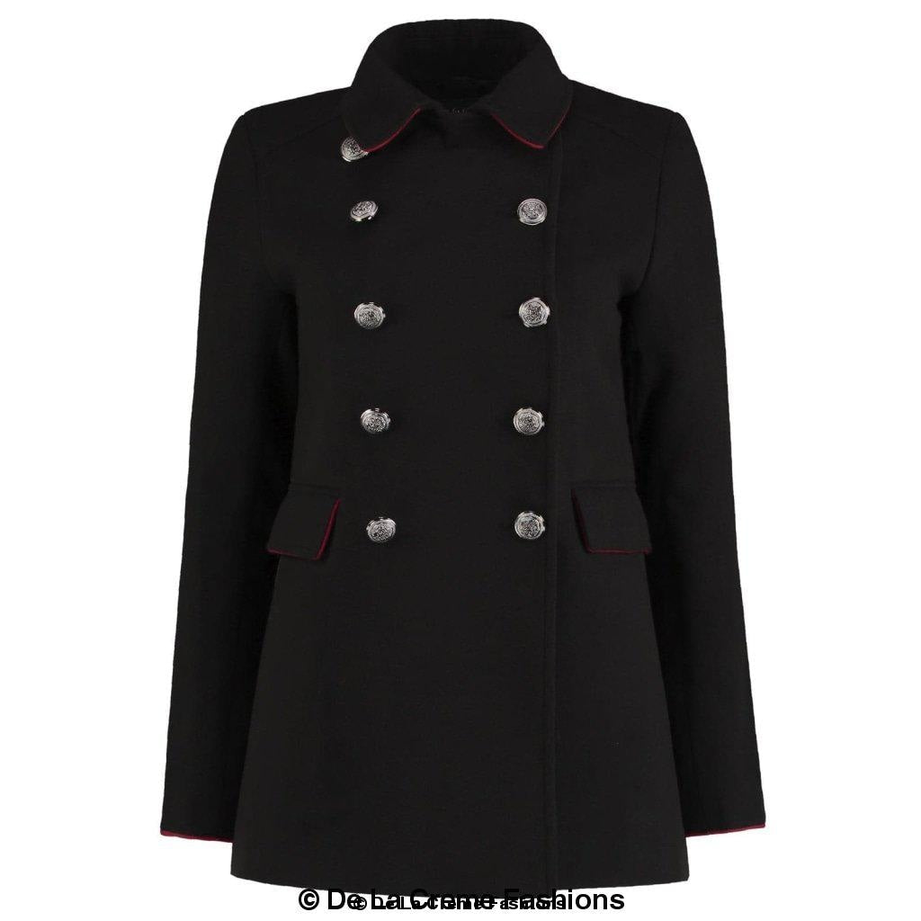 De La Creme™ - Women's Military Style Black Pea Coat