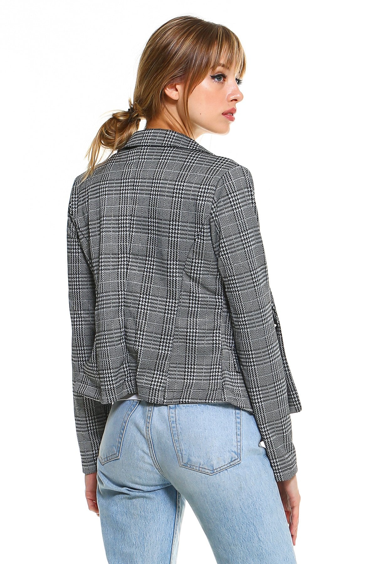 Linden Gray™ - Women's Classic Plaid Fitted Blazer – Gray