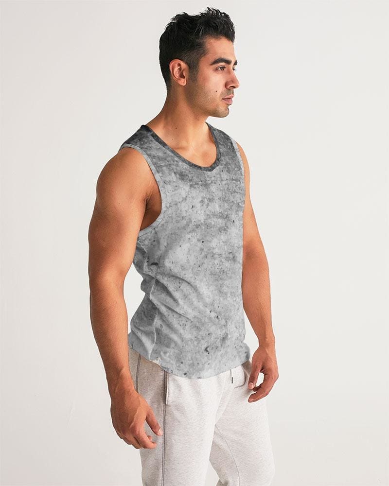 PinnacleGear™ - Men's Graphic Tank Top, Black & Gray Grunge Print