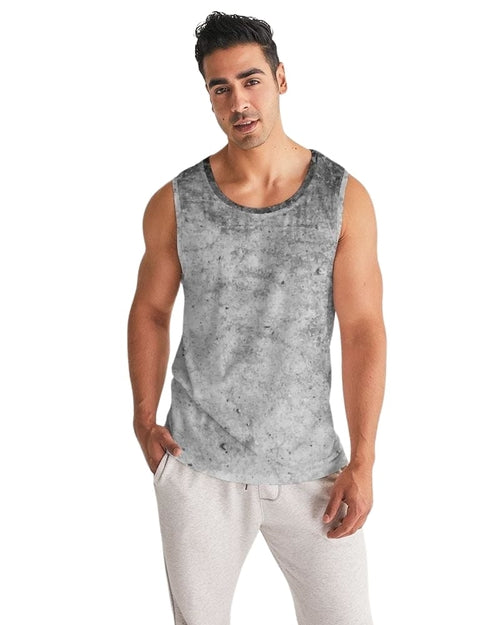 PinnacleGear™ - Men's Graphic Tank Top, Black & Gray Grunge Print