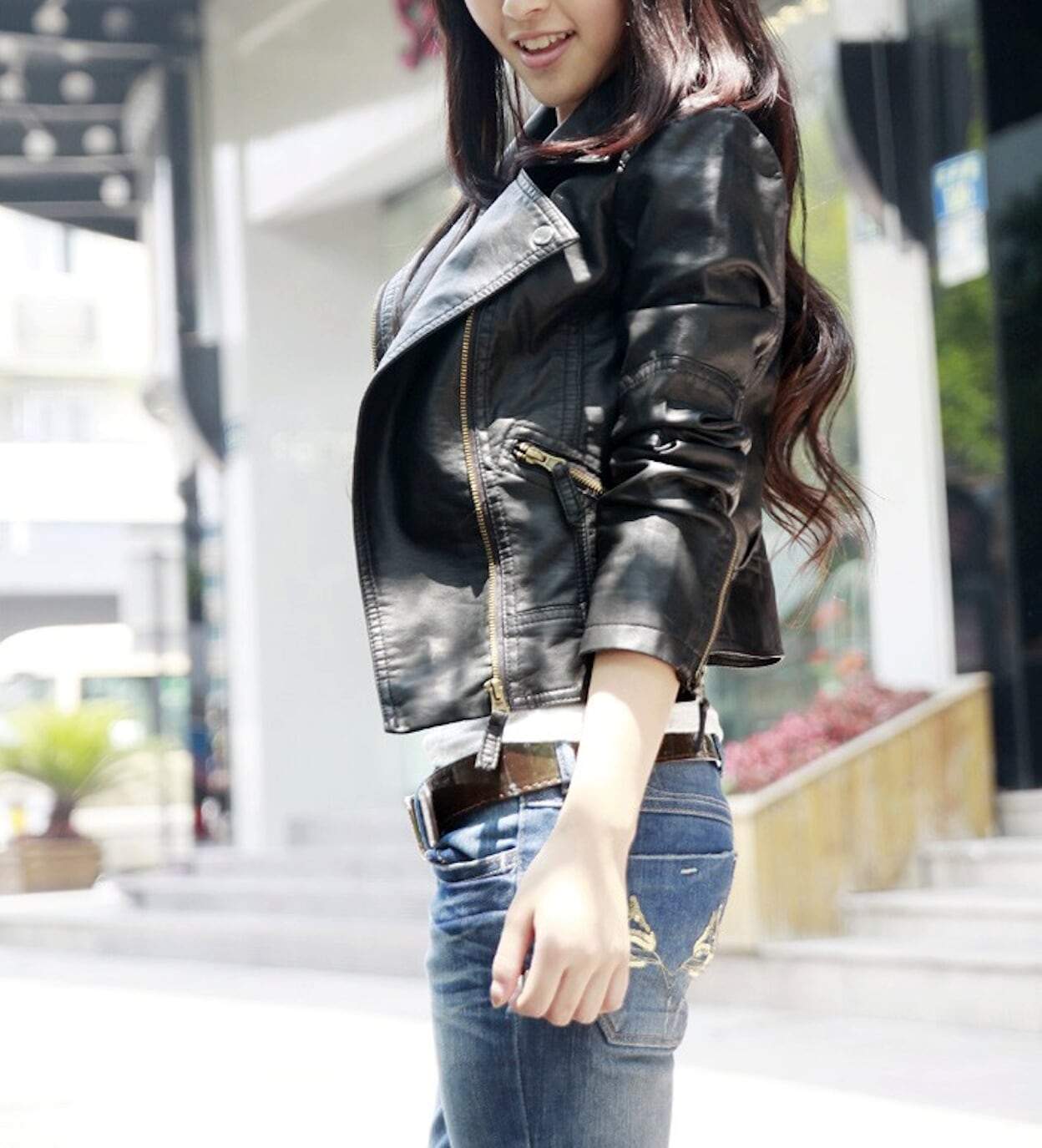Midnight Edge™ - Women’s Cropped Vegan Black Leather Jacket