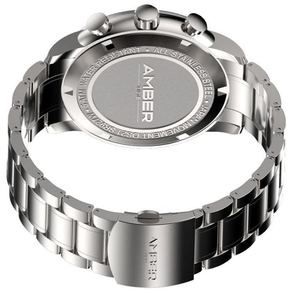Amber Time™ - Men's Quartz Chronograph Watch with Stainless Steel Band