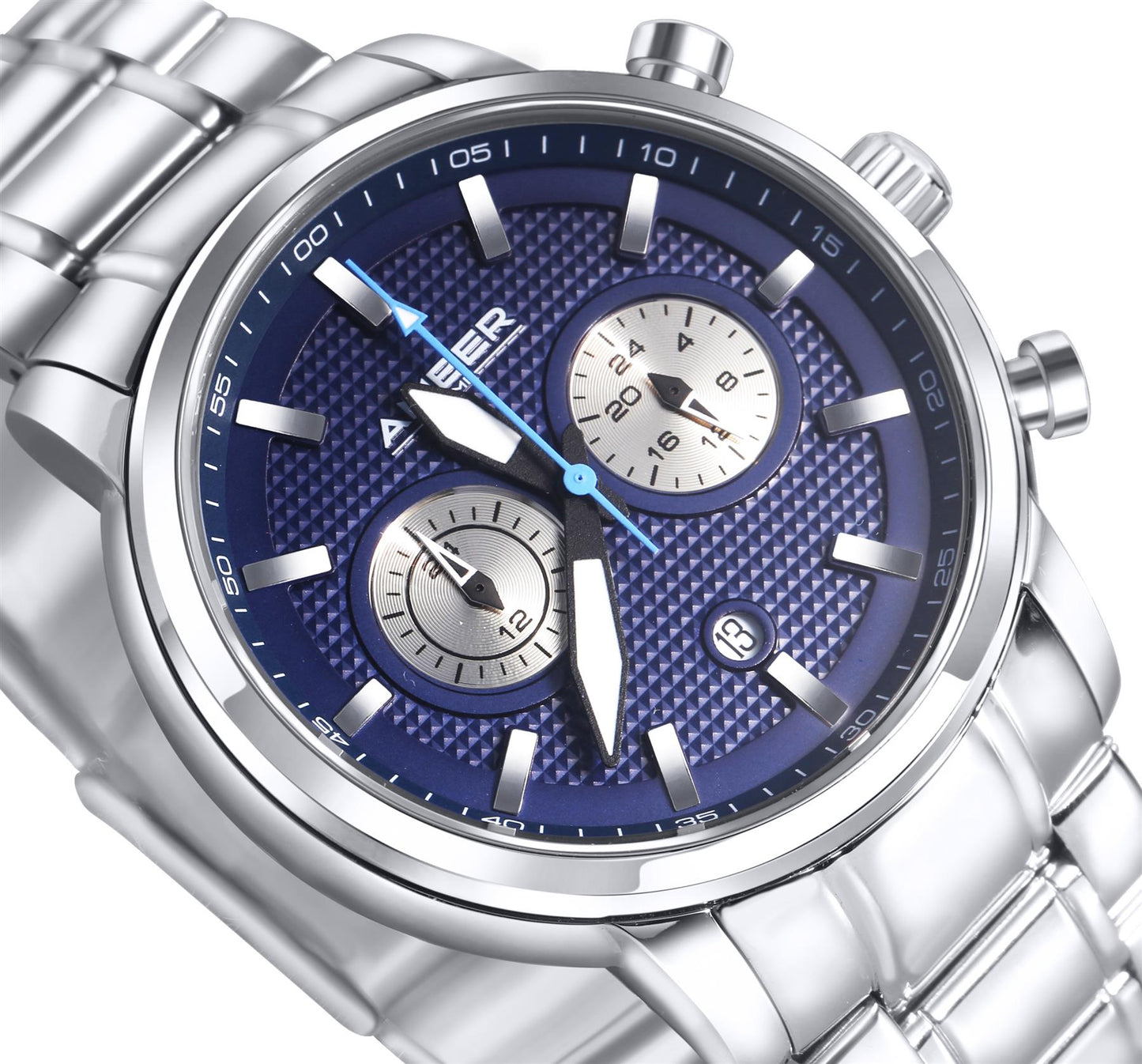 Amber Time™ - Men's Quartz Chronograph Watch with Stainless Steel Band