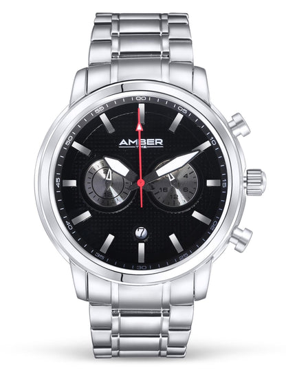 Amber Time™ - Men's Quartz Chronograph Watch with Stainless Steel Band