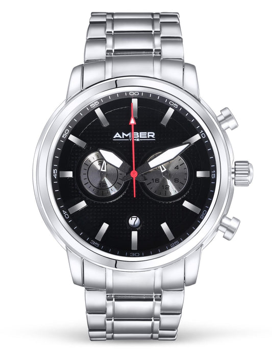 Amber Time™ - Men's Quartz Chronograph Watch with Stainless Steel Band