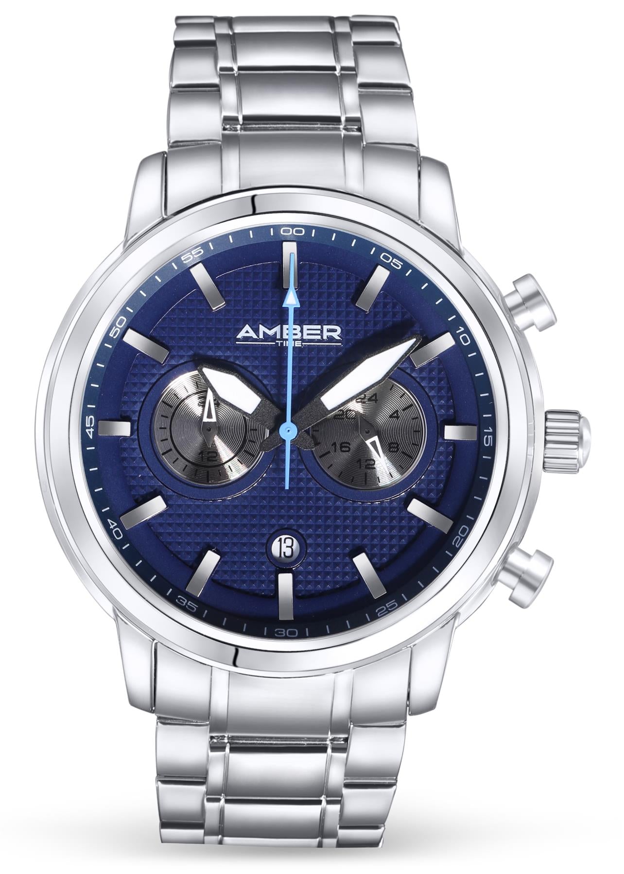 Amber Time™ - Men's Quartz Chronograph Watch with Stainless Steel Band