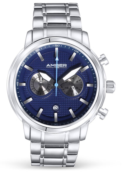 Amber Time™ - Men's Quartz Chronograph Watch with Stainless Steel Band