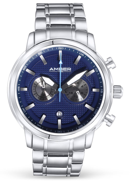 Amber Time™ - Men's Quartz Chronograph Watch with Stainless Steel Band