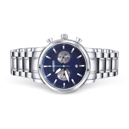 Amber Time™ - Men's Quartz Chronograph Watch with Stainless Steel Band