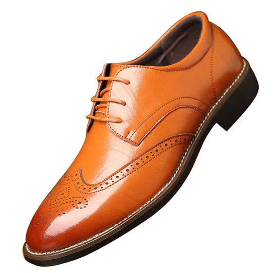 VeroLuxe™ - Non-Skid Tan Men's Premium Italian Leather Dress Shoes - Oxford Lace Up Style