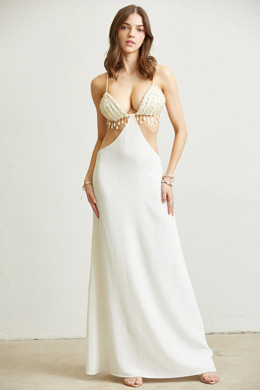 Lumière Luxe™ - Women's Luxury Shell Cascade Maxi Dress