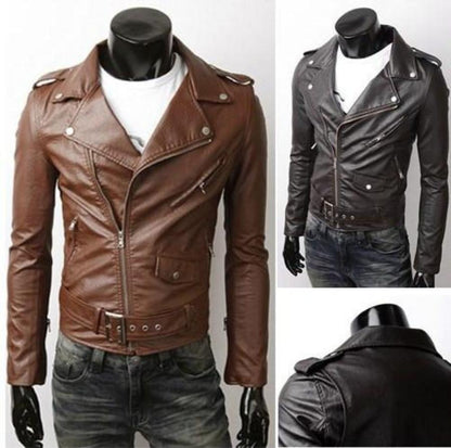 Urban Noir™ - Stealth Black Men's Faux Leather Biker Jacket.
