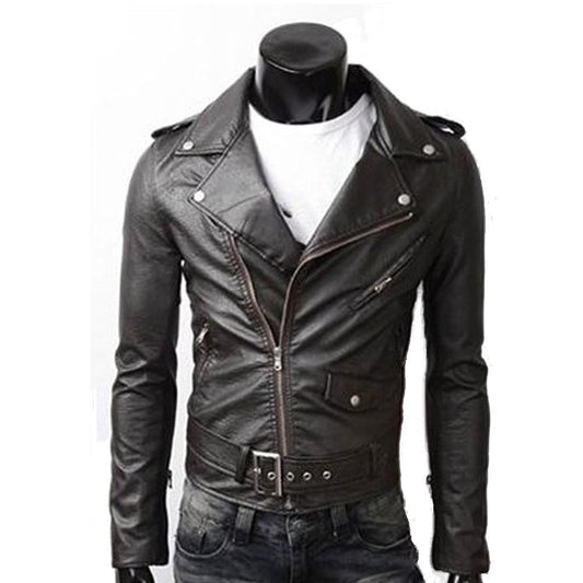 Urban Noir™ - Stealth Black Men's Faux Leather Biker Jacket.