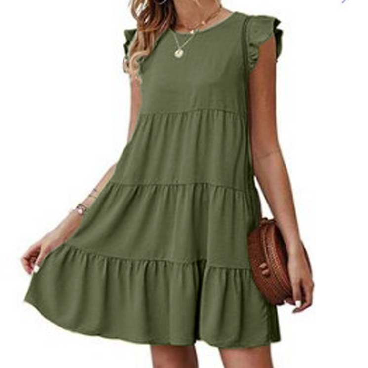 EleganceFlow™  - Womens Flowy Dress with Cap Sleeves