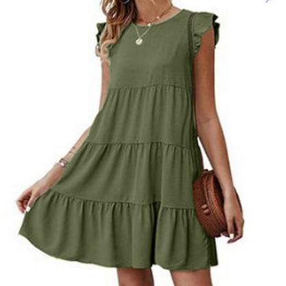 EleganceFlow™  - Womens Flowy Dress with Cap Sleeves