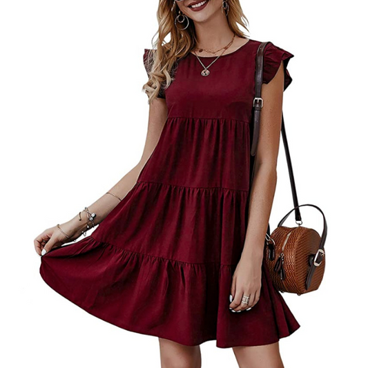 EleganceFlow™  - Womens Flowy Dress with Cap Sleeves