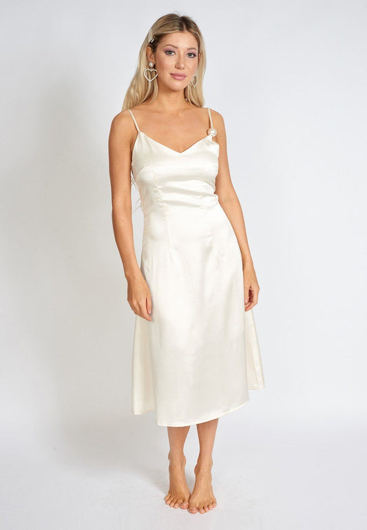 Lumière Luxe™ - Léonie One Pearl Satin Slip Dress