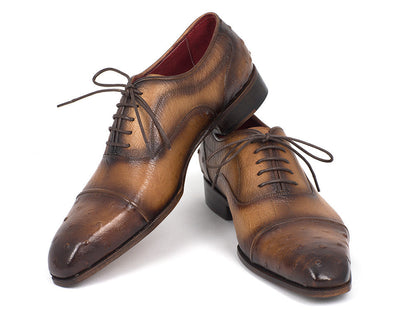 Paul Parkman™ - Men's Camel Genuine Ostrich Leather Captoe Oxford Shoes