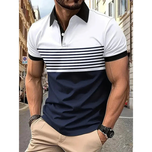 Hawke & Griffin™ - Men’s Casual Stripe Short Sleeve Polo Shirt